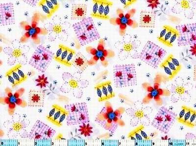 Purple Gingham Peachy Flowers